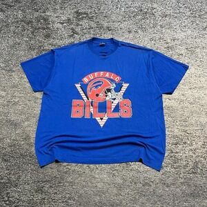 Vintage Buffalo Bills T Shirt Mens XXL Blue Trench NFL 90s Sportswear Logo